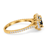 Art Deco Oval Natural Stone Floral Ring