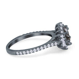 Art Deco Oval Natural Stone Floral Ring