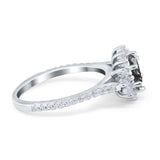 Art Deco Oval Natural Stone Floral Ring