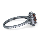 Art Deco Oval Natural Stone Floral Ring