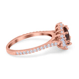 Art Deco Oval Natural Stone Floral Ring