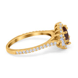Art Deco Oval Natural Stone Floral Ring