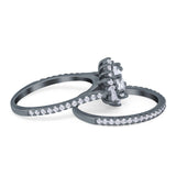 Two Piece Oval Natural Stone Bridal Ring