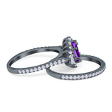Two Piece Oval Natural Stone Bridal Ring