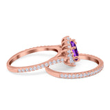 Two Piece Oval Natural Stone Bridal Ring