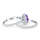 Two Piece Oval Natural Stone Bridal Ring