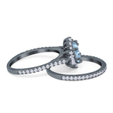 Two Piece Oval Natural Stone Bridal Ring