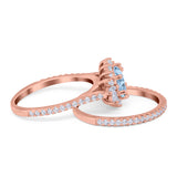 Two Piece Oval Natural Stone Bridal Ring