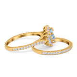 Two Piece Oval Natural Stone Bridal Ring