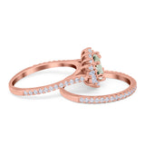 Two Piece Oval Natural Stone Bridal Ring