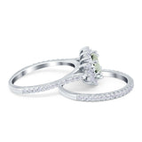 Two Piece Oval Natural Stone Bridal Ring
