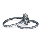 Two Piece Oval Natural Stone Bridal Ring