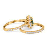 Two Piece Oval Natural Stone Bridal Ring