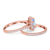 Two Piece Oval Natural Stone Bridal Ring