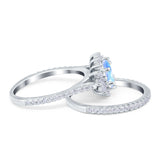 Two Piece Oval Natural Stone Bridal Ring