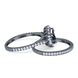 Two Piece Oval Natural Stone Bridal Ring