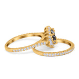 Two Piece Oval Natural Stone Bridal Ring
