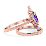 Two Piece Oval Natural Stone Bridal Ring
