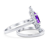 Two Piece Oval Natural Stone Bridal Ring