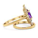 Two Piece Oval Natural Stone Bridal Ring