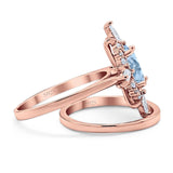 Two Piece Oval Natural Stone Bridal Ring