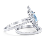 Two Piece Oval Natural Stone Bridal Ring