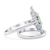 Two Piece Oval Natural Stone Bridal Ring