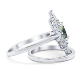 Two Piece Oval Natural Stone Bridal Ring