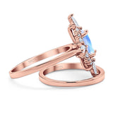 Two Piece Oval Natural Stone Bridal Ring