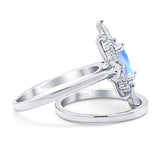 Two Piece Oval Natural Stone Bridal Ring