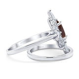 Two Piece Oval Natural Stone Bridal Ring