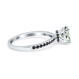 Art Deco Oval Natural Stone Wedding Ring
