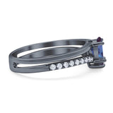 Art Deco Pear Natural Stone Wedding Ring