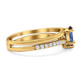 Art Deco Pear Natural Stone Wedding Ring