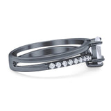 Art Deco Pear Natural Stone Wedding Ring