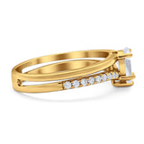 Art Deco Pear Natural Stone Wedding Ring