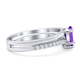 Art Deco Pear Natural Stone Wedding Ring