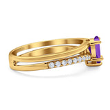 Art Deco Pear Natural Stone Wedding Ring