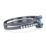 Art Deco Pear Natural Stone Wedding Ring