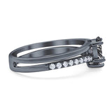 Art Deco Pear Natural Stone Wedding Ring