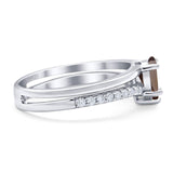 Art Deco Pear Natural Stone Wedding Ring