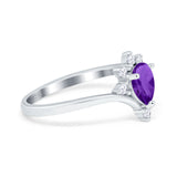 Pear Teardrop Natural Stone Chevron Ring