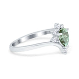 Pear Teardrop Natural Stone Chevron Ring