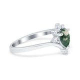 Pear Teardrop Natural Stone Chevron Ring