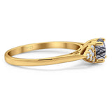 Art Deco Round Natural Stone Wedding Ring