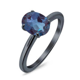 Oval Natural Stone Solitaire Cathedral Ring