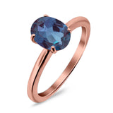  Oval Natural Stone Solitaire Cathedral Ring