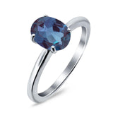  Oval Natural Stone Solitaire Cathedral Ring