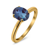  Oval Natural Stone Solitaire Cathedral Ring