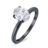  Oval Natural Stone Solitaire Cathedral Ring